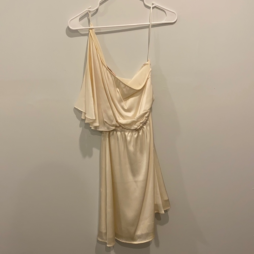 White Silk One Shoulder Dress